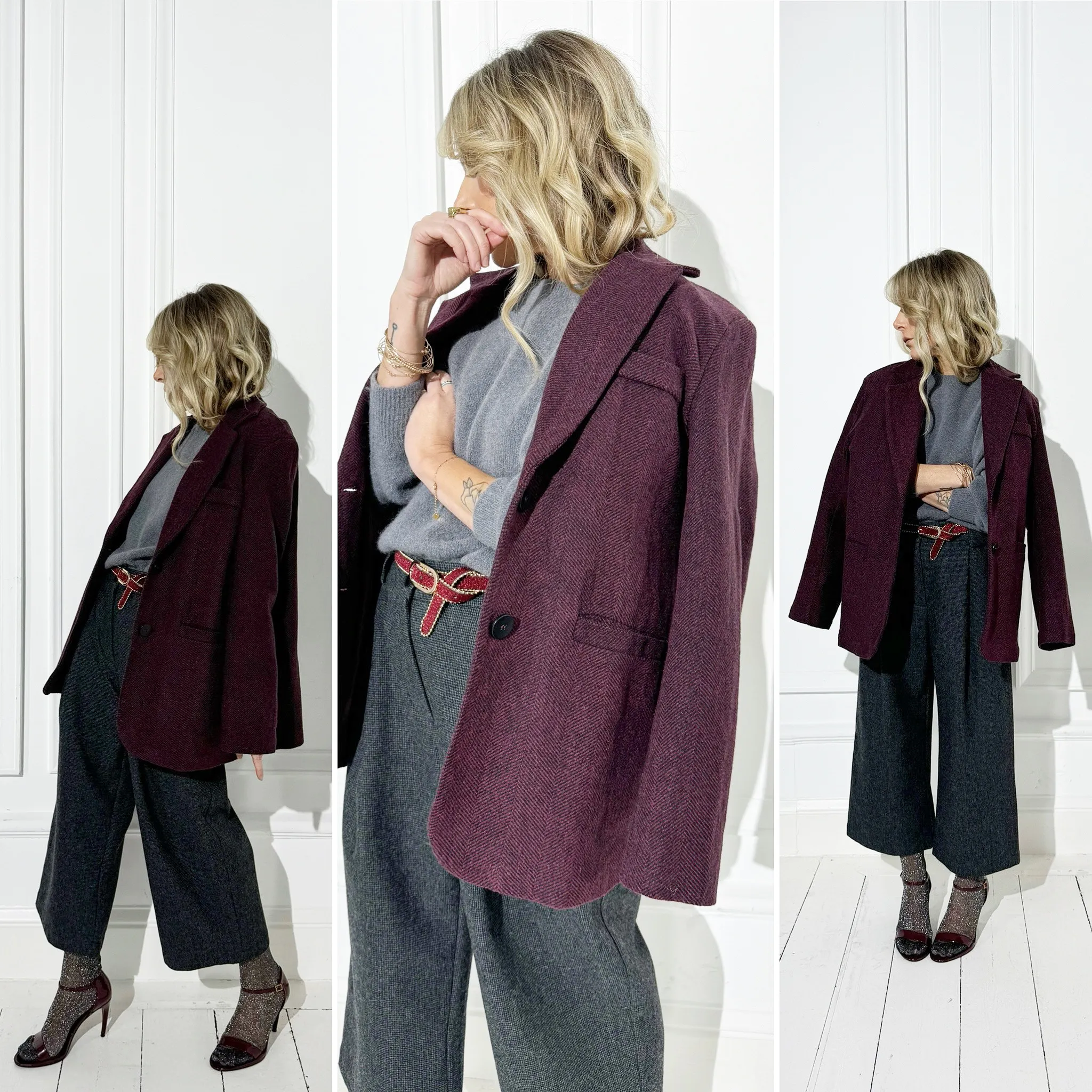 Blazer prune oversize à chevrons
