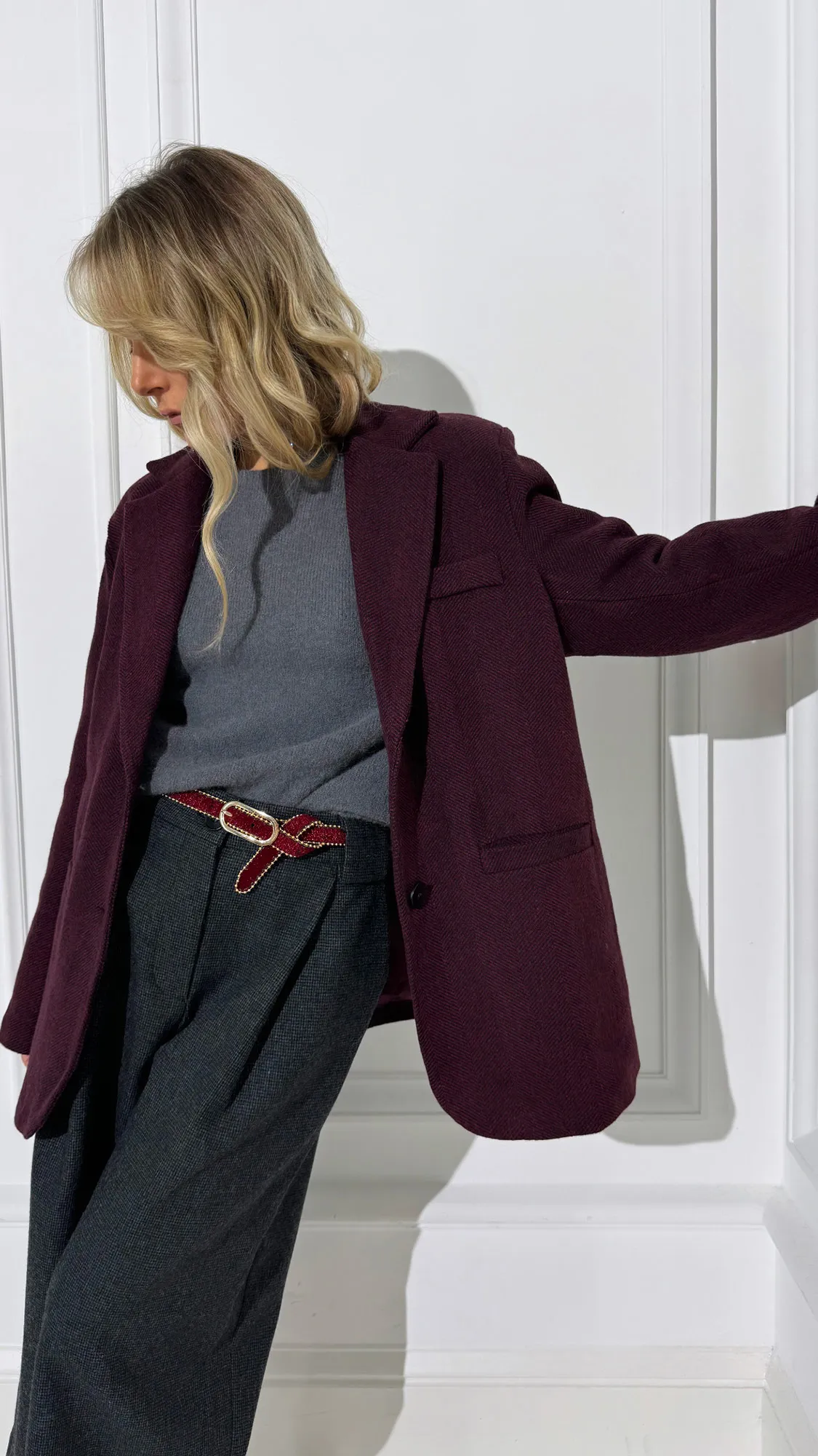 Blazer prune oversize à chevrons