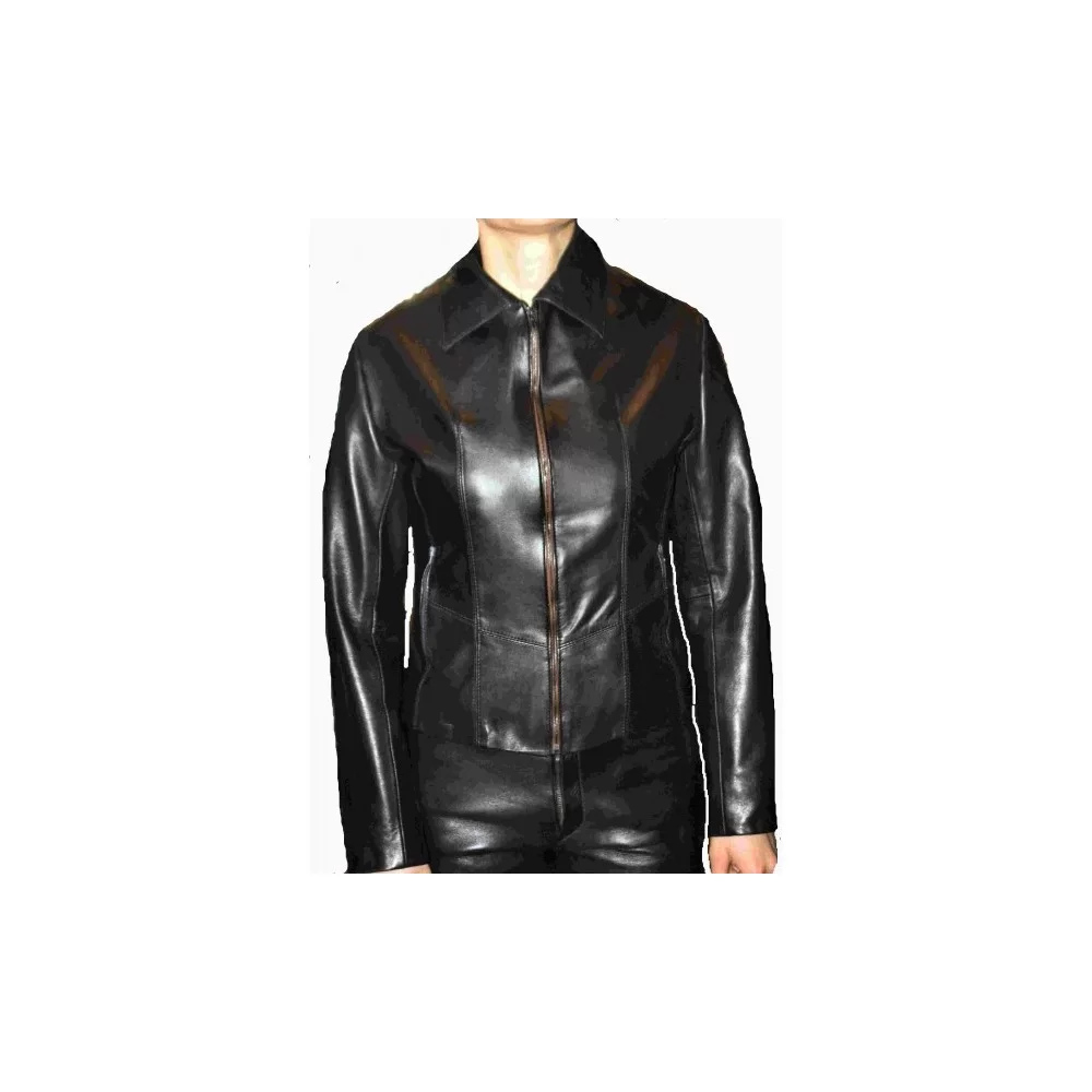 Blouson cuir femme en agneau couleur noire modèle Paola