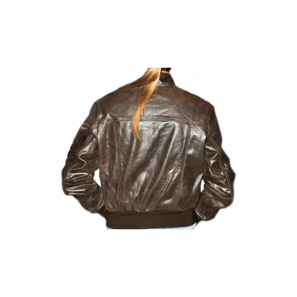 Blouson femme cuir vachette vintage couleur marron chocolat modèle Klera