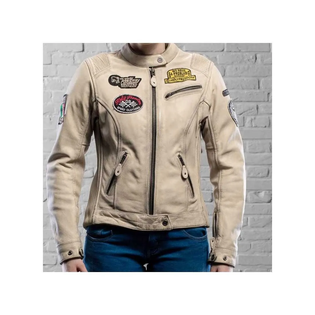 Blouson moto Holyfreedom Woman Leather Ladies blanc