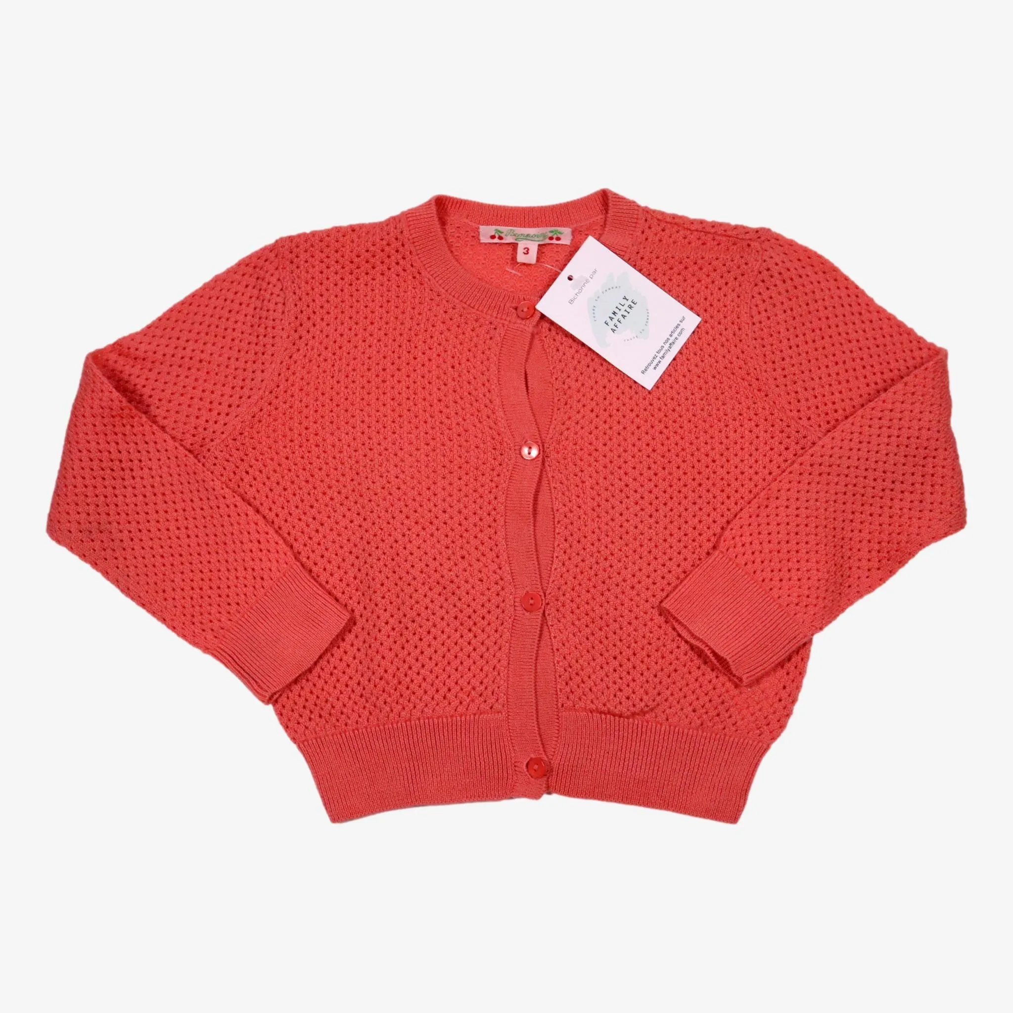 BONPOINT 3 ans gilet corail ajouré