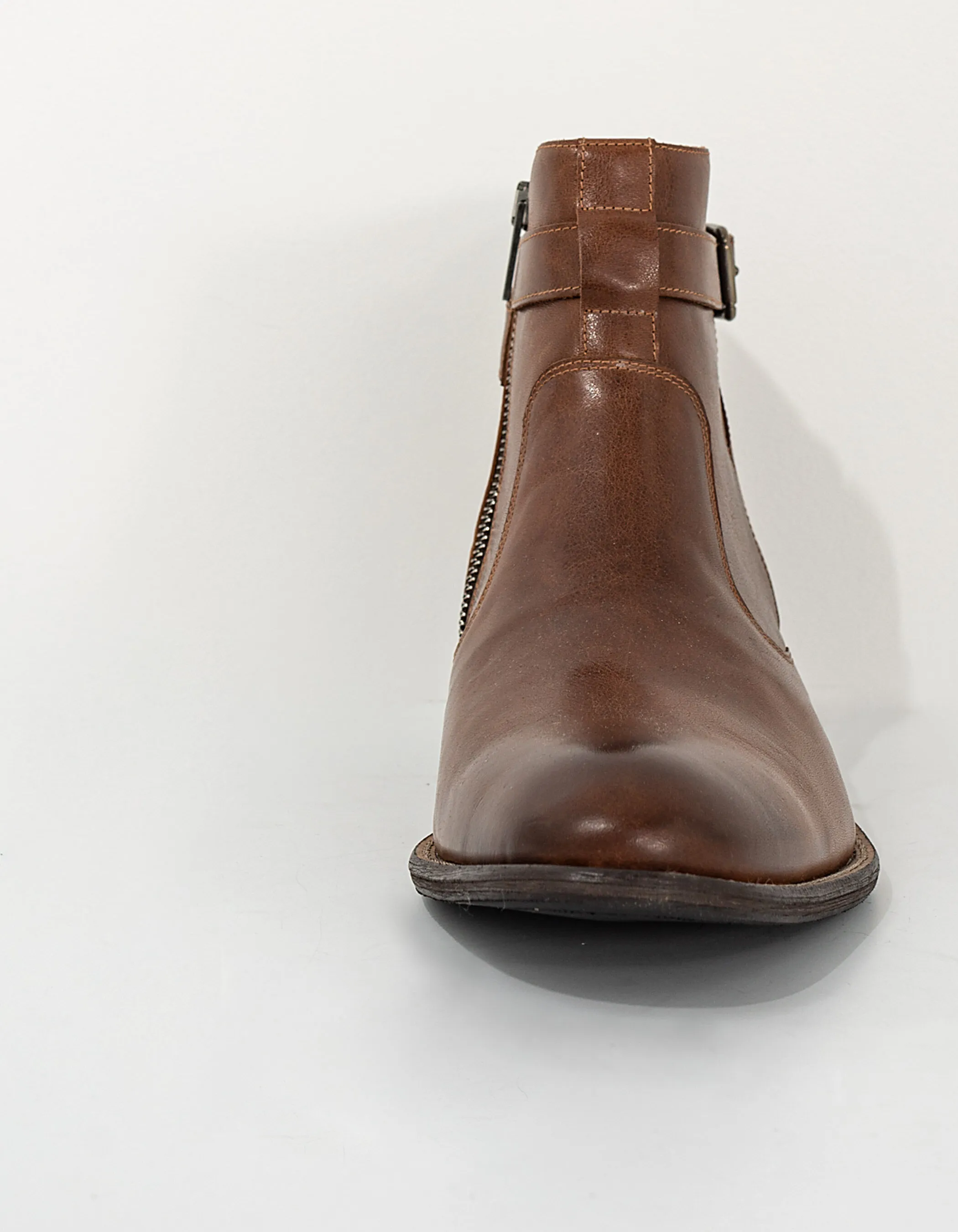 Boots choco en cuir avec bride Homme