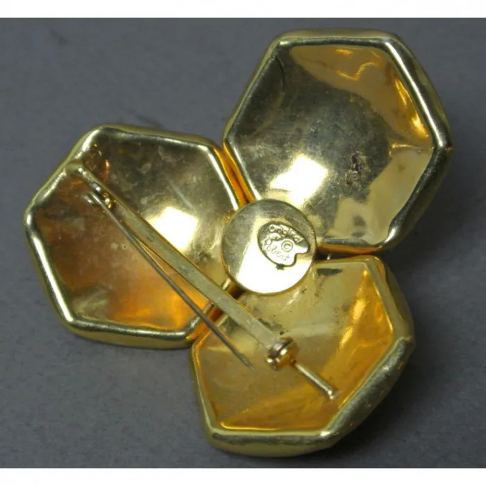 Broche fleur rose Vintage 1960 - Le palais des bricoles