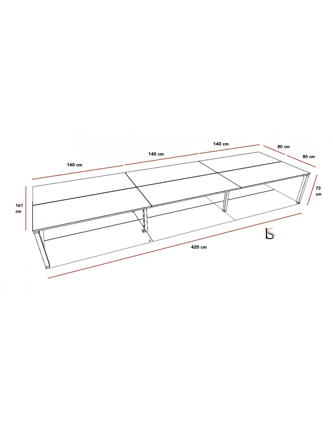 Bureau bench ECO 6 personnes – Mobel Linea.