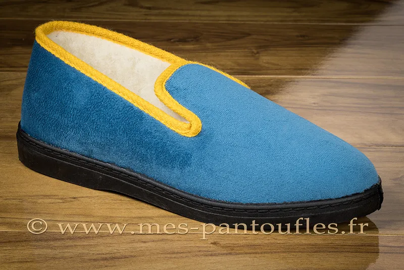 Charentaises semelle élastomère bleu-jaune