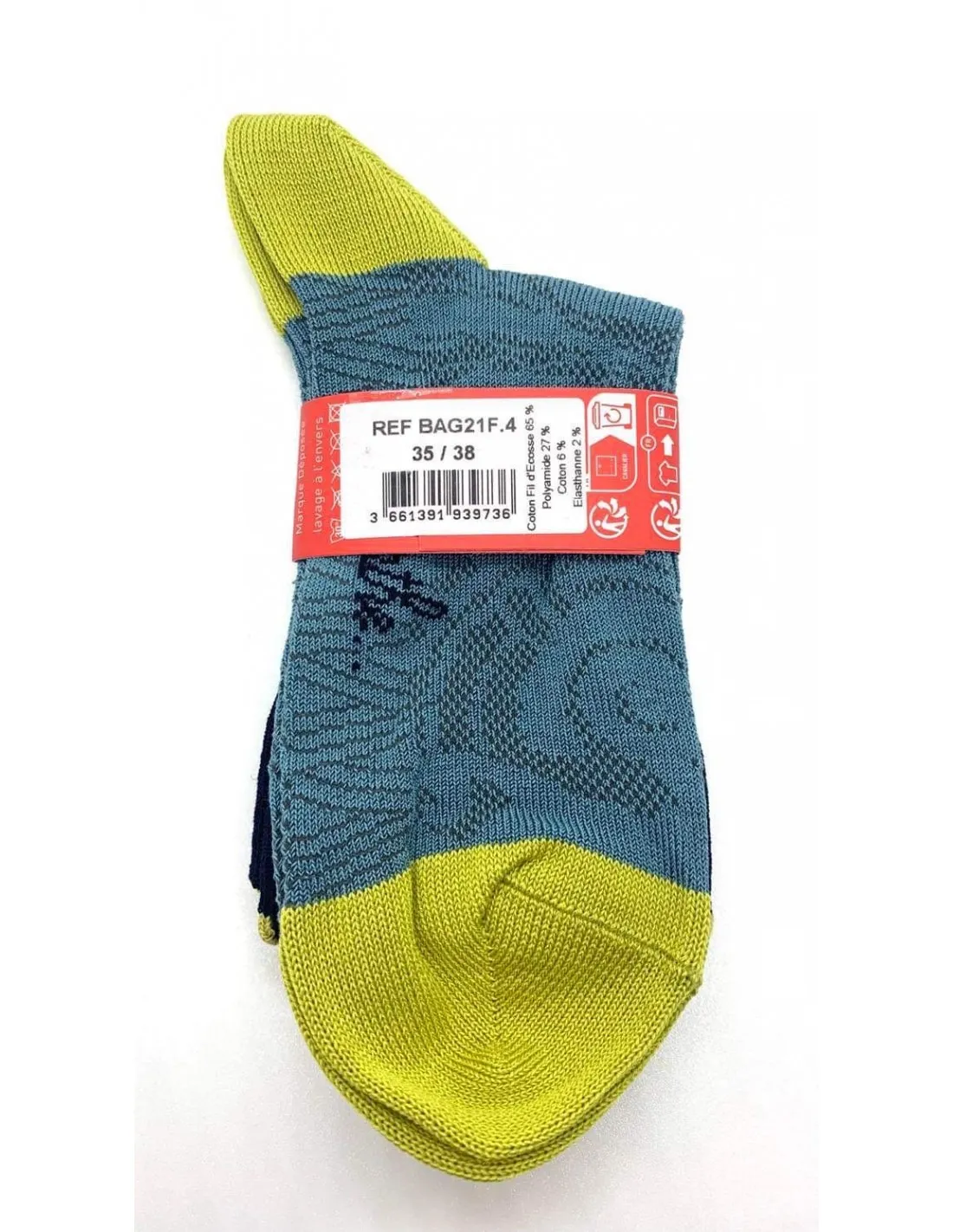 Chaussettes Berthe aux grands pieds BAG21F.4 Lagon/Jaune