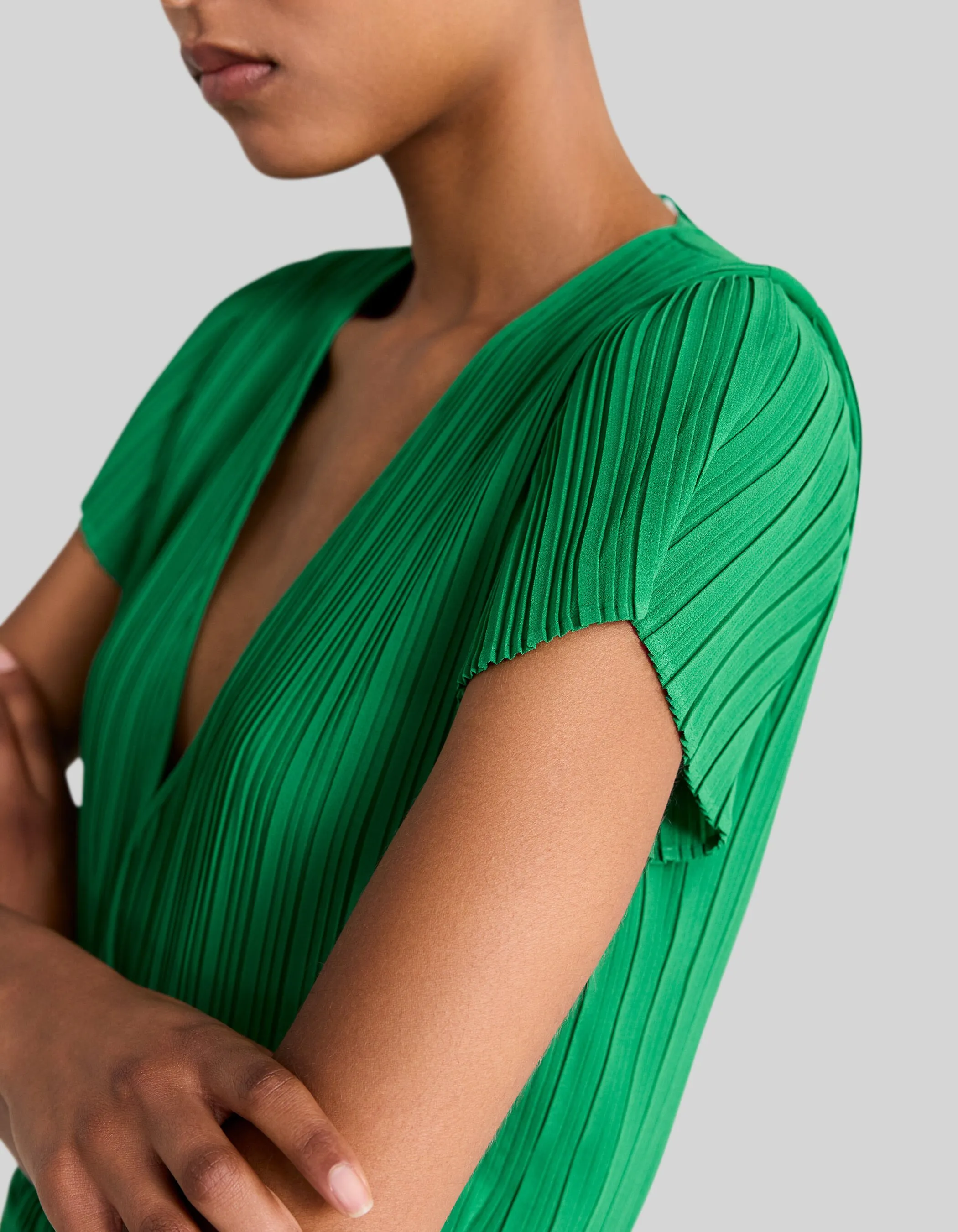 Combinaison verte plissée Femme