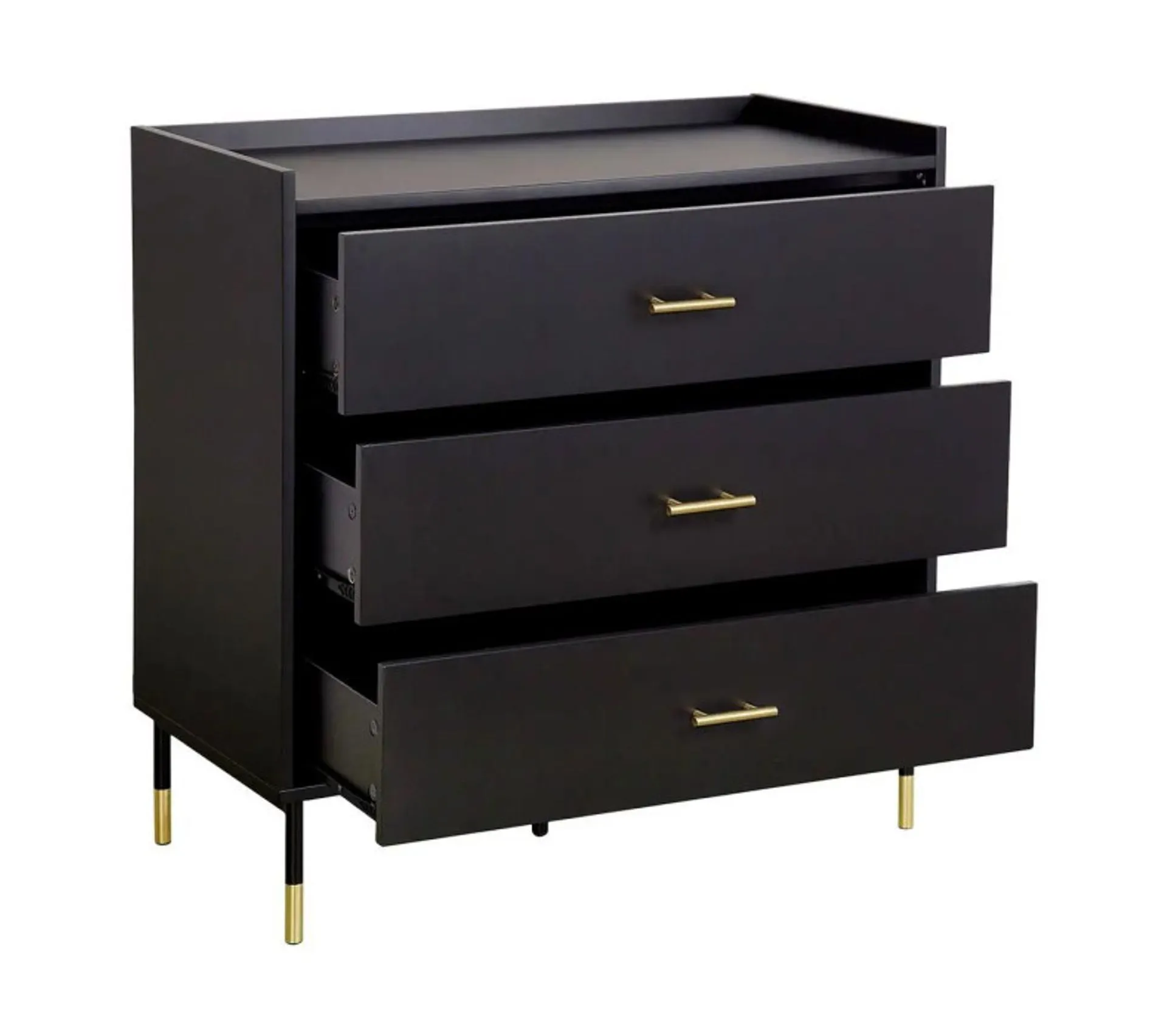 Commode 3 Tiroirs Design "tedy" 80cm Noir