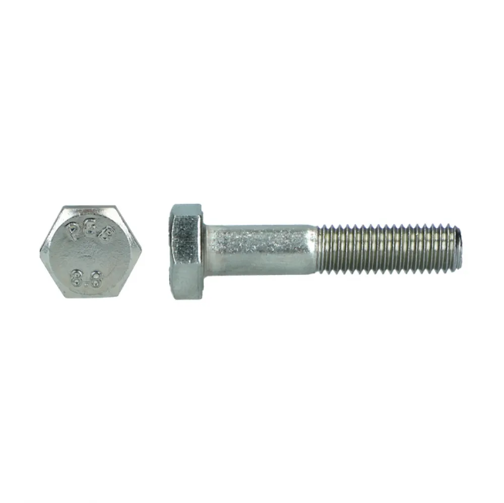 Corps de boulon tête hexagonale DIN 931 zingué classe 8.8 PGB "931801008000553" de 8 x 55 mm