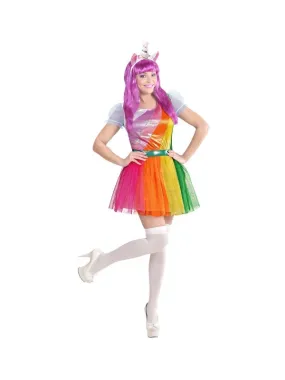 Déguisement Licorne femme multicolore (robe, coiffe)