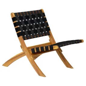 Fauteuil intérieur extérieur en acacia massif et nylon Noir | 3 Suisses