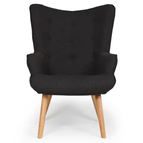 Fauteuil scandinave + pouf Tissu Noir | 3 Suisses
