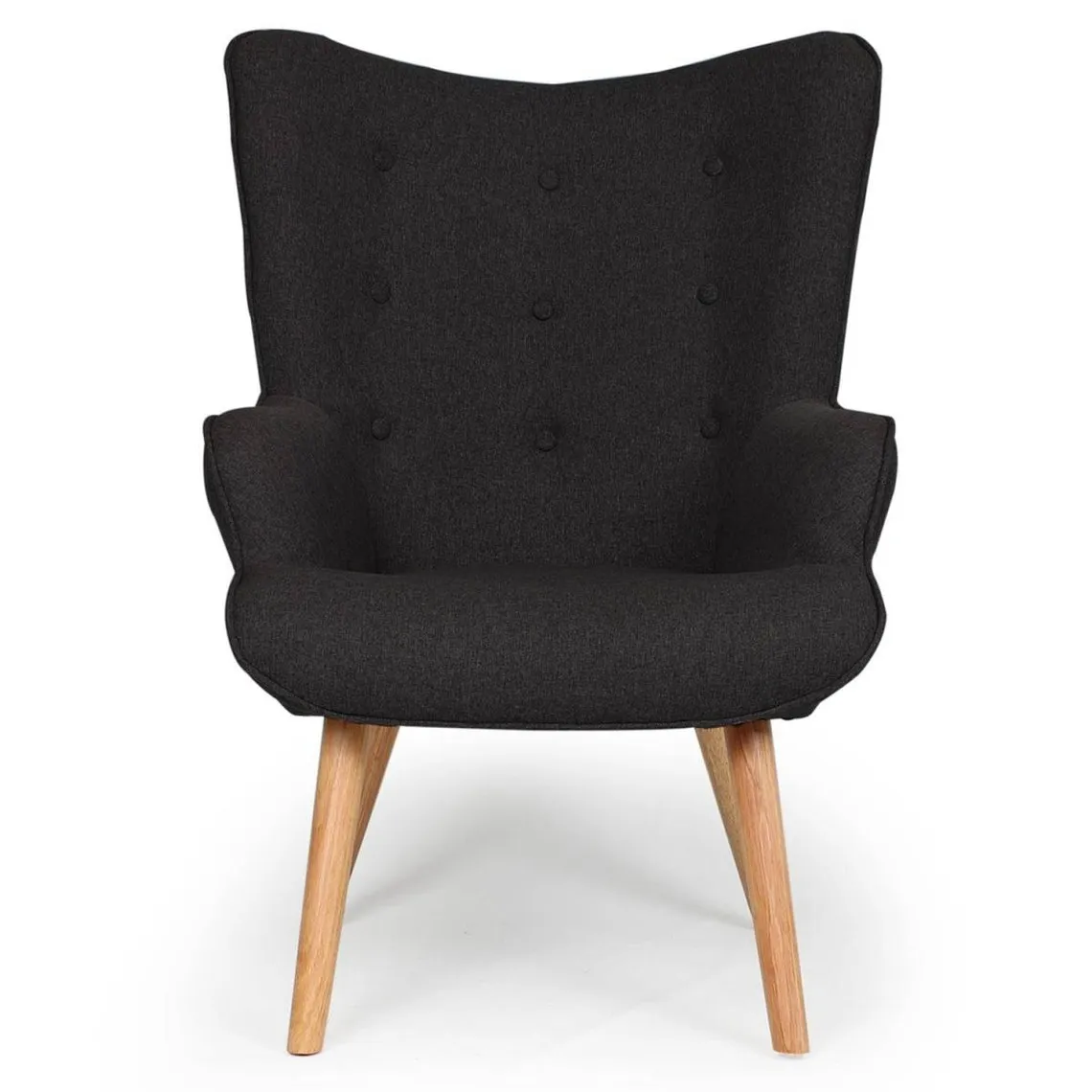 Fauteuil scandinave + pouf Tissu Noir | 3 Suisses