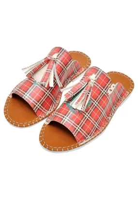 Femme Cuir Vegan Rouge Sandales - Just Cool Motif