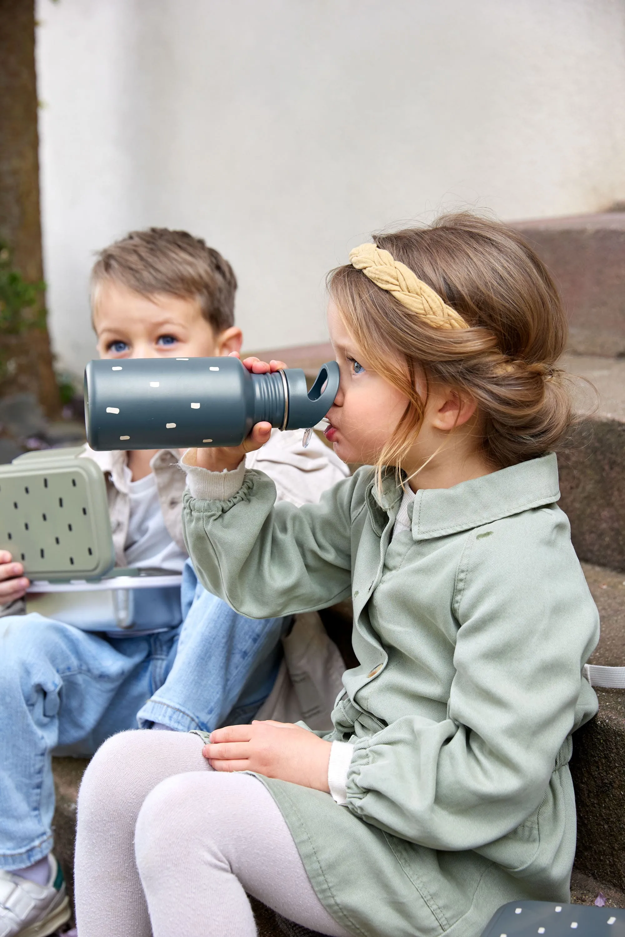 Gourde pour enfant inox - Happy Prints, bleu nuit | Lässig