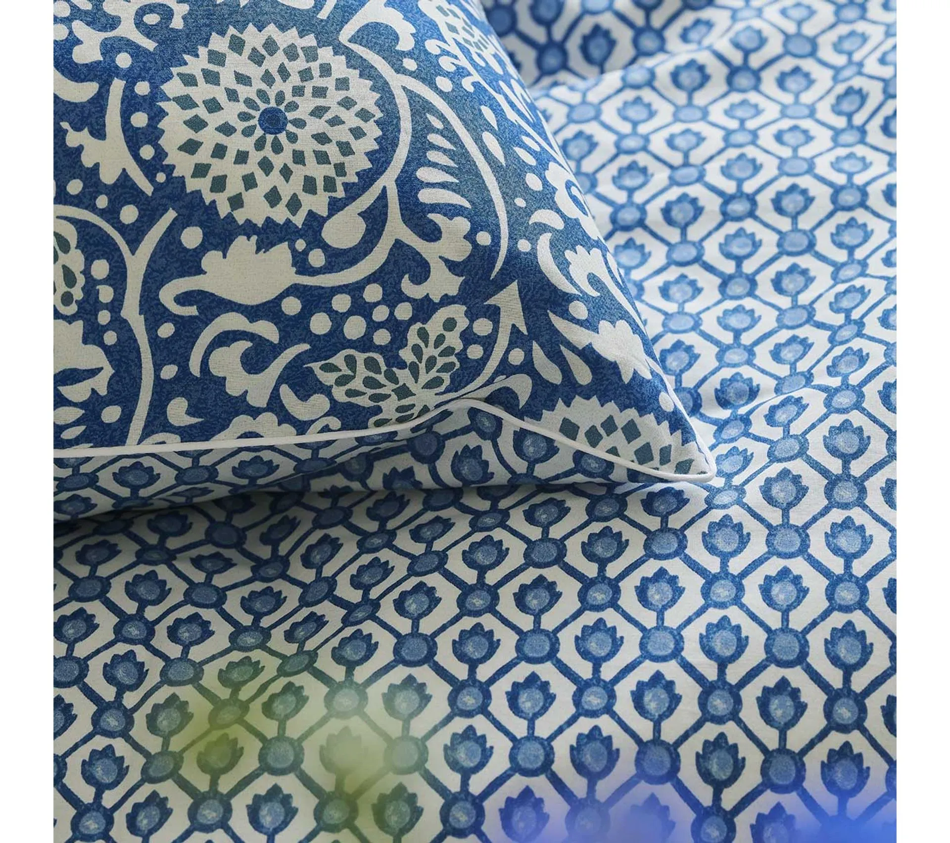 Housse De Couette Imprimée En Percale De Coton Bleu 200x200