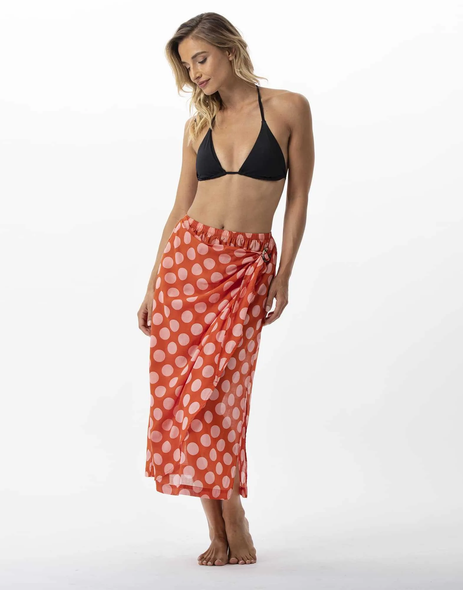 Jupe paréo imprimée pois en 100% coton RIVA 780 rose