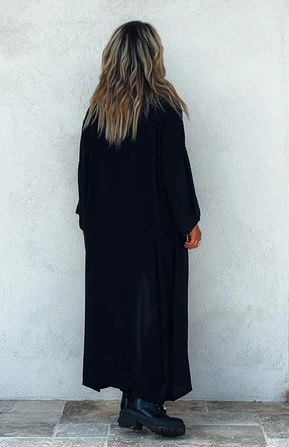 Kimono ALESSIO manches 7/8 noir Kimonos Bohèmes 