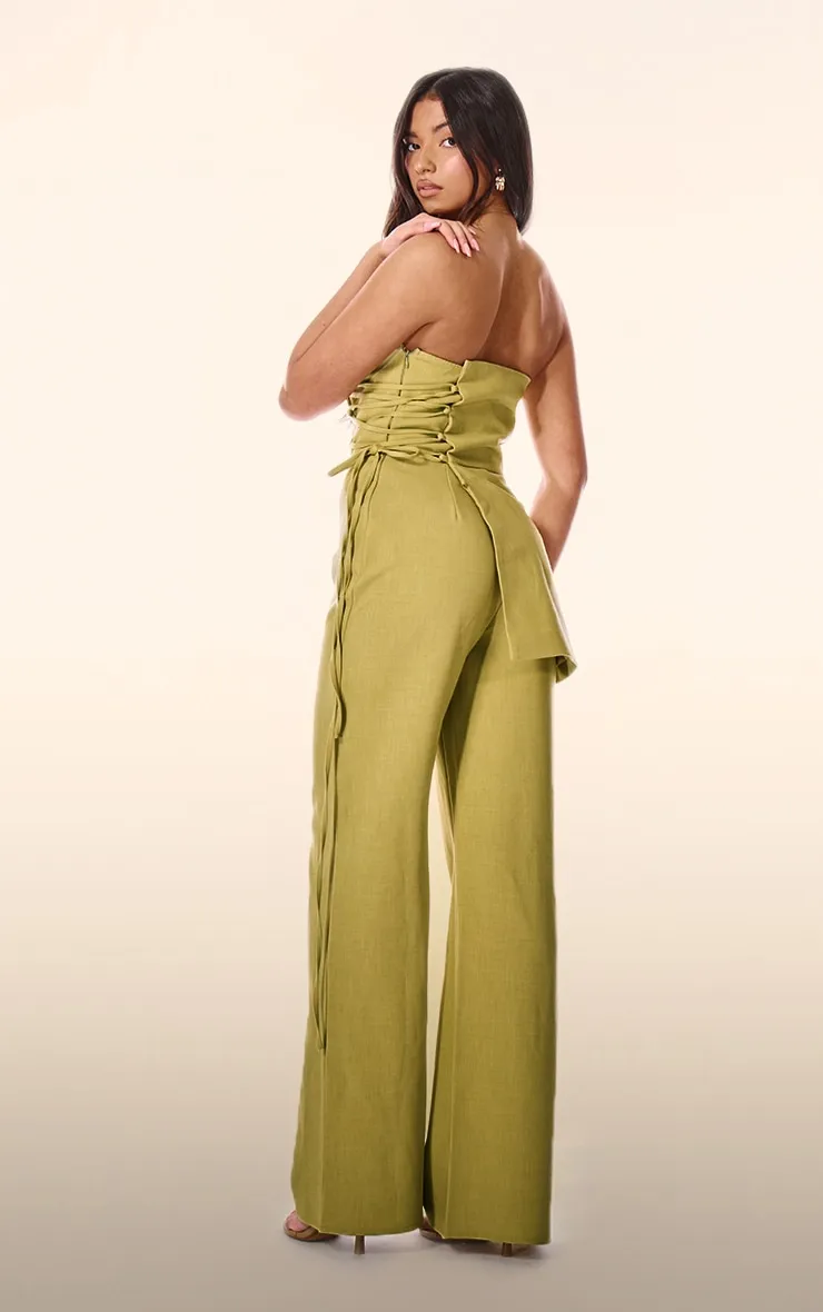 Label PLT Combinaison de tailleur chartreuse à lacets et parties superposées