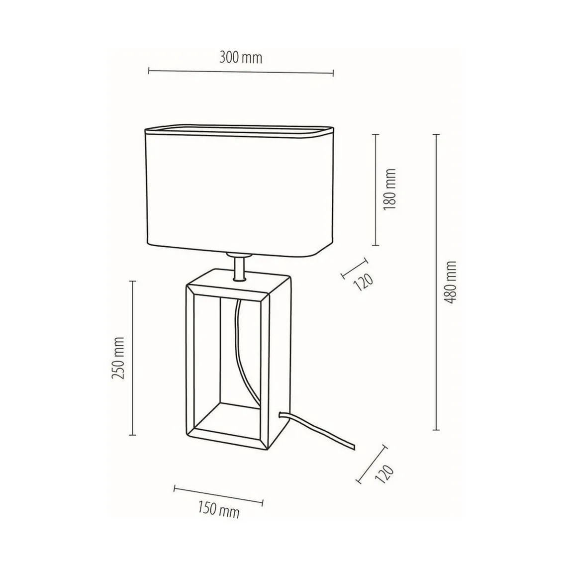 Lampe à poser Cadre 1xE27 Max.25W Chêne huilé/Noir | 3 Suisses