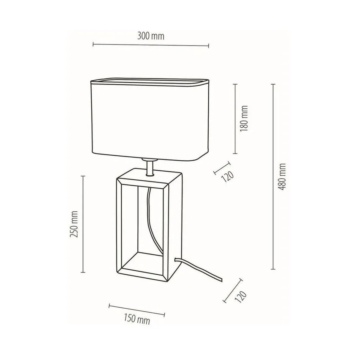 Lampe à poser Cadre 1xE27 Max.25W Chêne huilé/Noir | 3 Suisses
