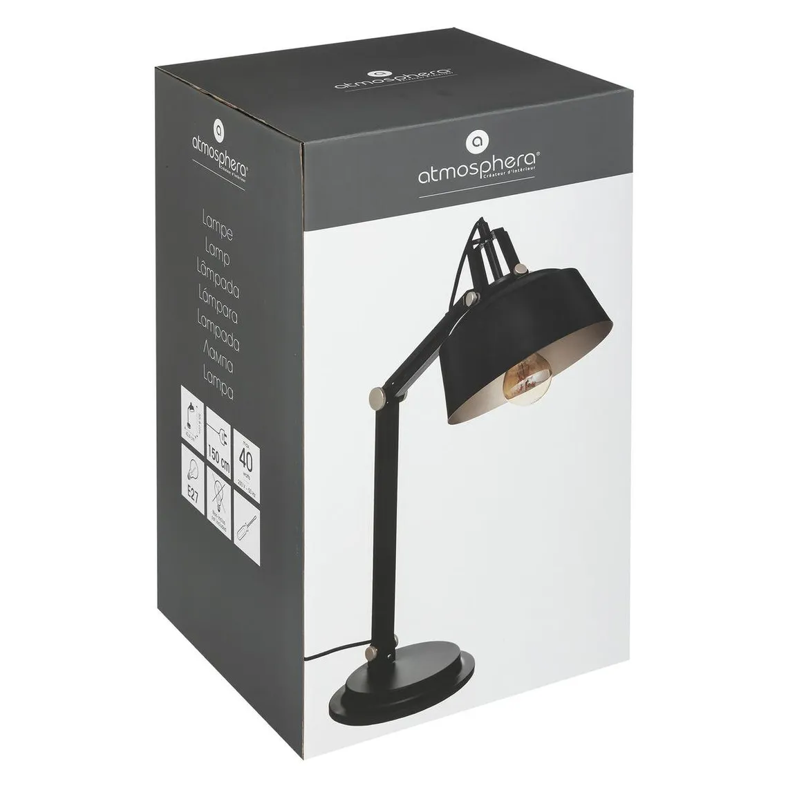 Lampe arc Soul H55,8 noir | 3 Suisses