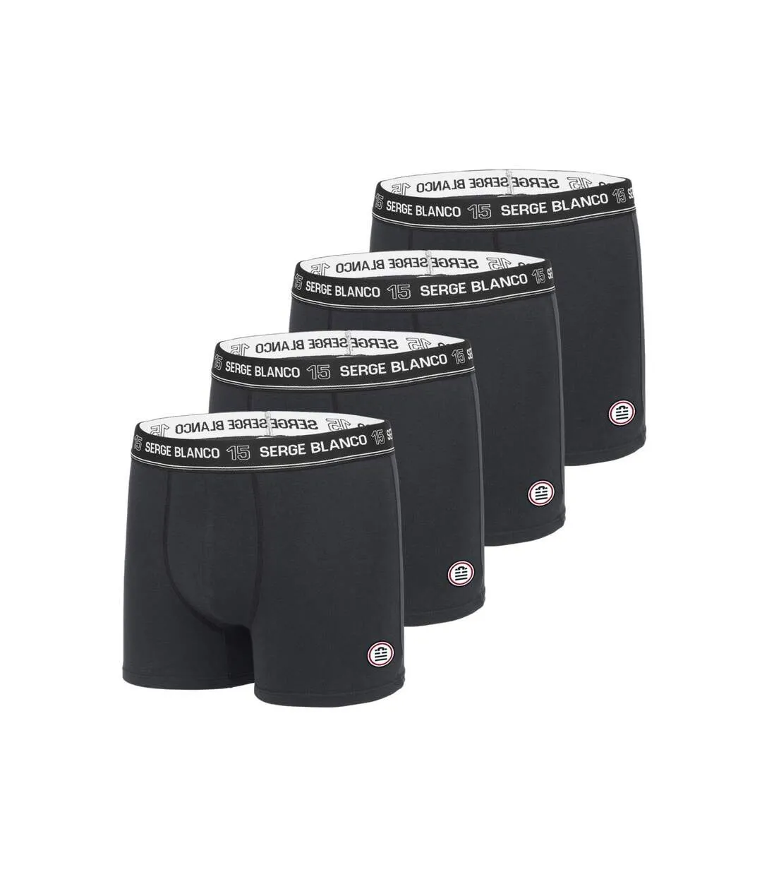 Lot de 4 Boxers coton homme uni Serge Blanco