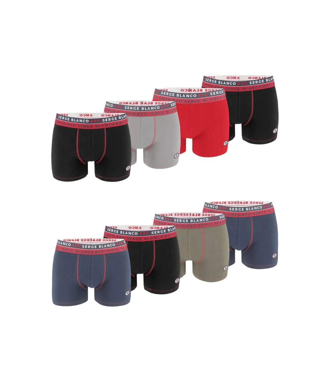 Lot de 8 boxers homme en coton Serge Blanco