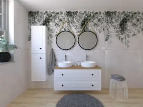 Naturel Ensemble de salle de bain avec lavabo comprenant robinet de lavabo, bec et siphon Naturel Forli blanc (KSETFORLI5)