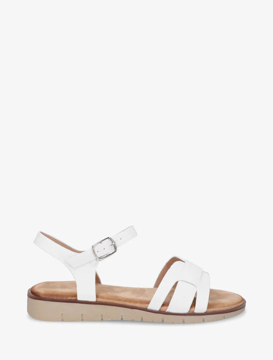 Nu-pieds en simili effet grainé - Blanc