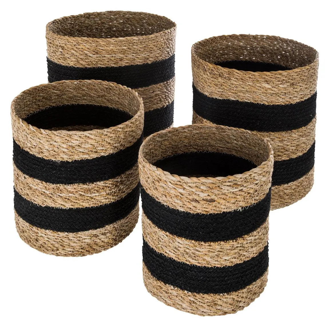 Panier Jute Roseau Noir marron x 4 | 3 Suisses