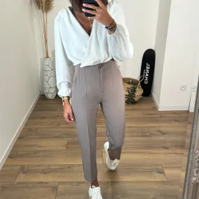 PANTALON TAILLEUR TAUPE ROBIN
