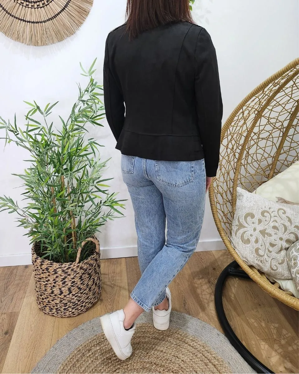 Perfecto femme fin suédine noir
