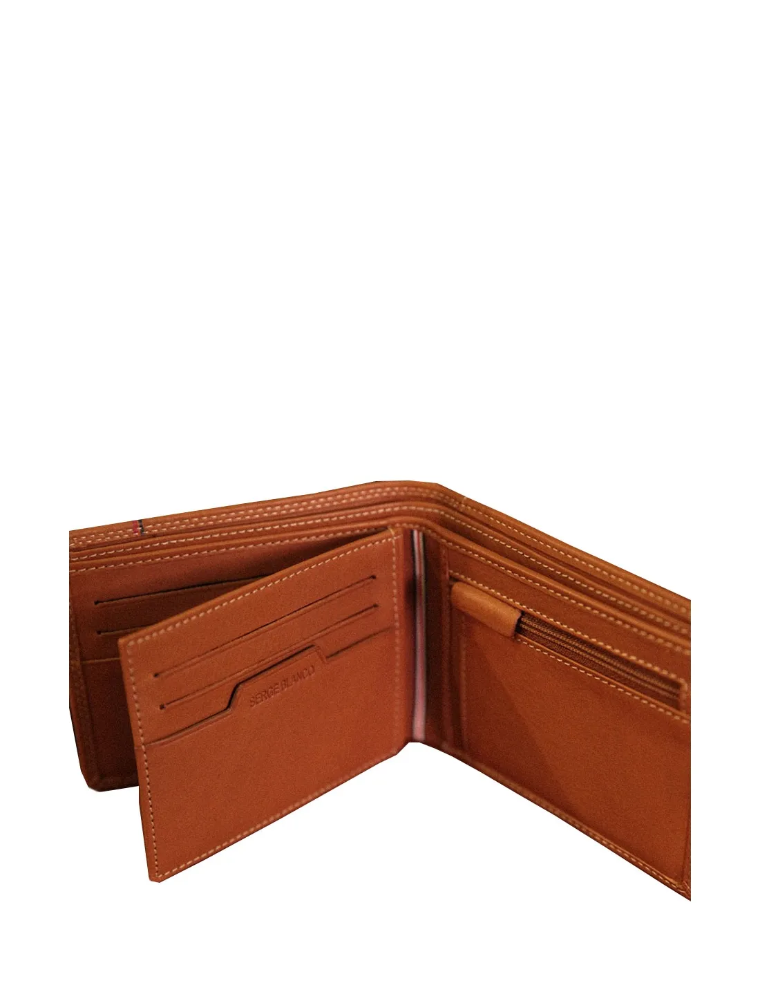 Porte cartes en cuir Serge Blanco ref 52602 12*9.5*2 Cognac