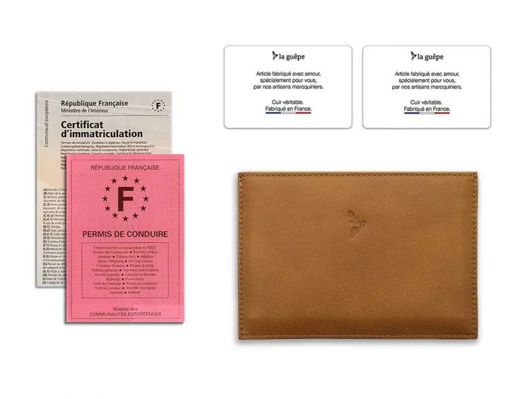 Porte papier auto compact "Luxe"  tout cuir gold - PM-003-01