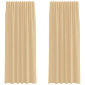 Rideaux en voile avec boucles 2 pcs sable 140x245 cm