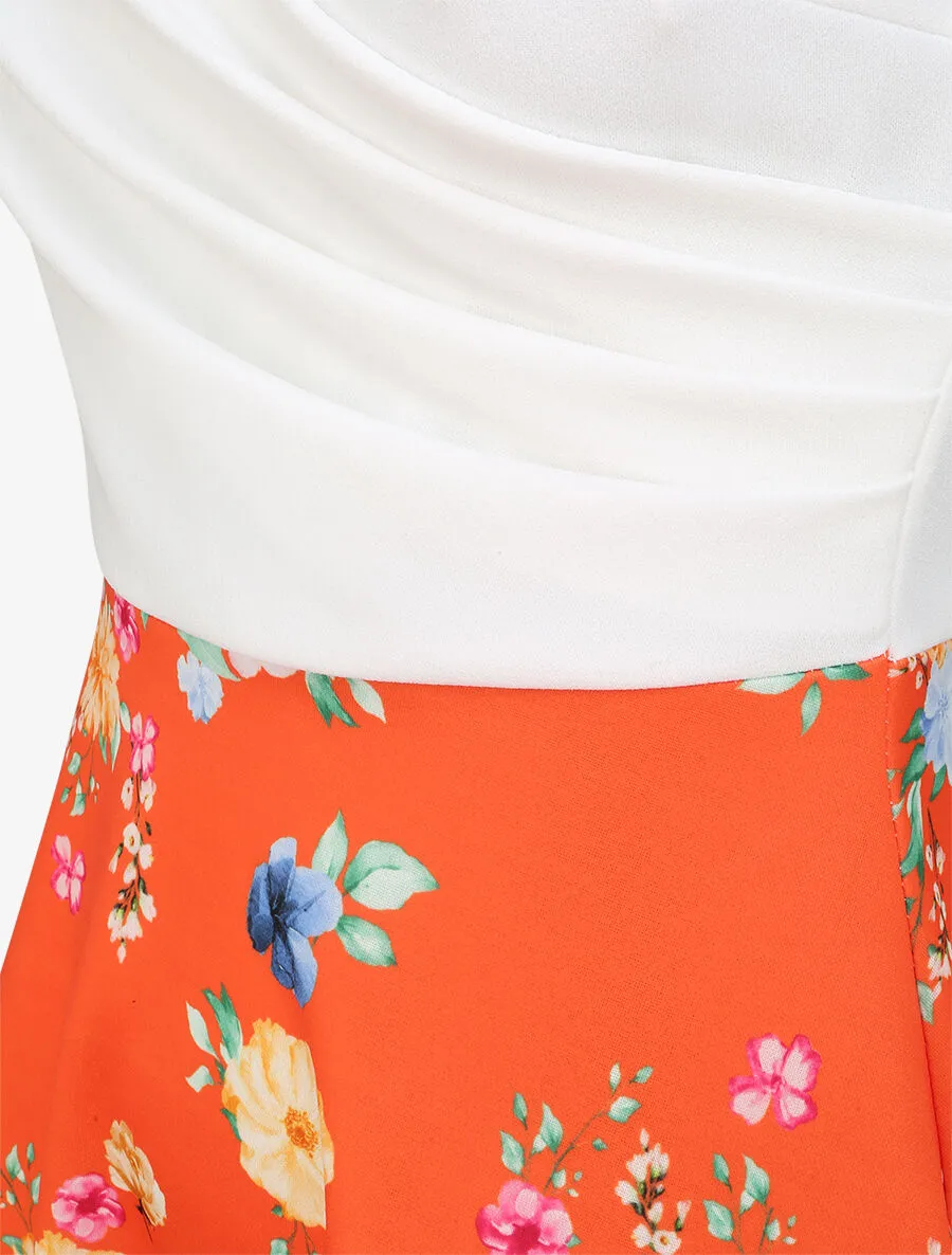 Robe cache-coeur bi-matière - Orange