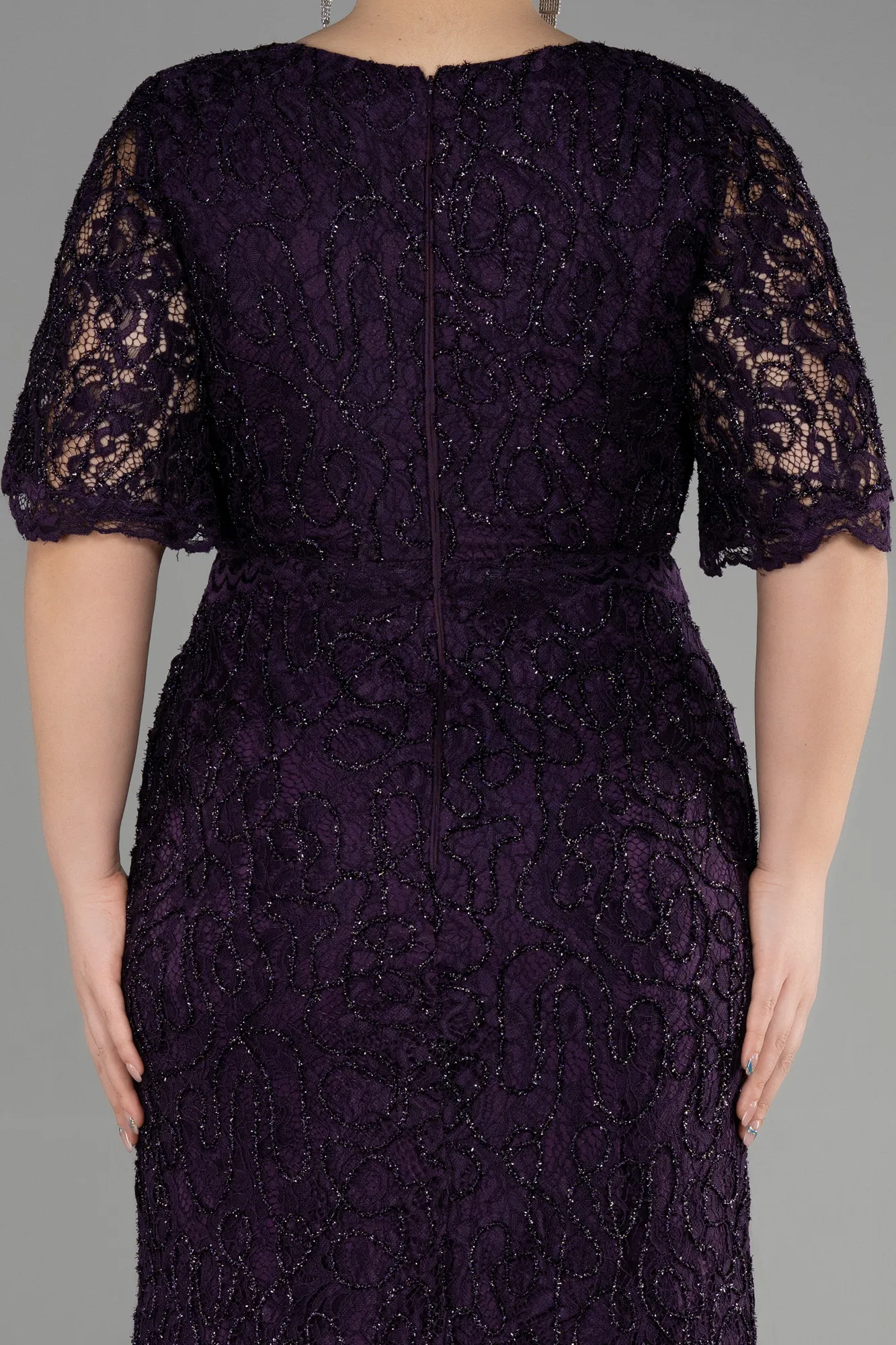 Robe De Fiançailles Grande Taille Longue Lacé Noir ABU3614