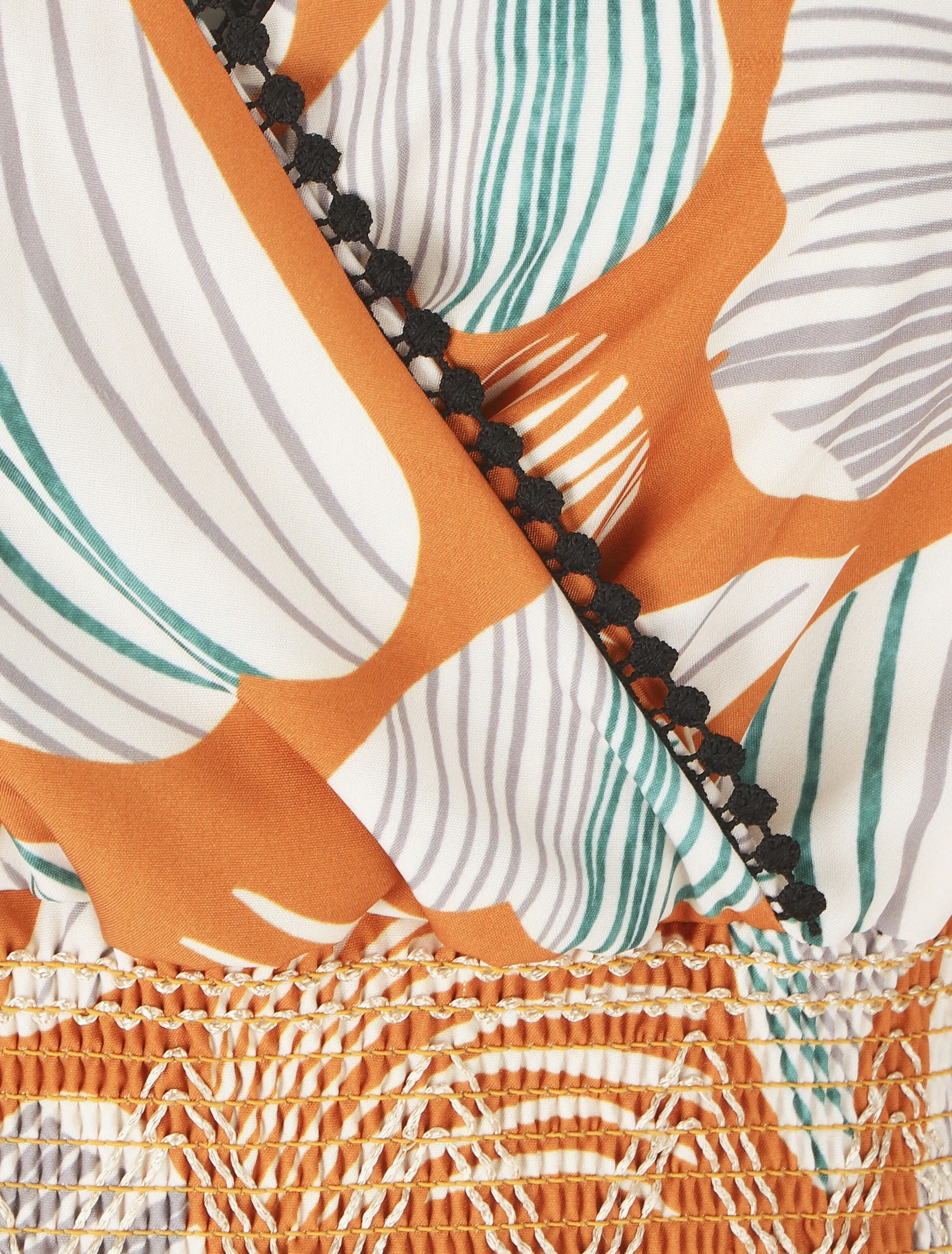 Robe empire imprimé pétales de roses - Orange