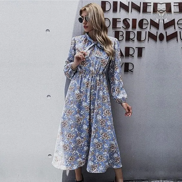 Robe Fleurie Manches Bouffantes