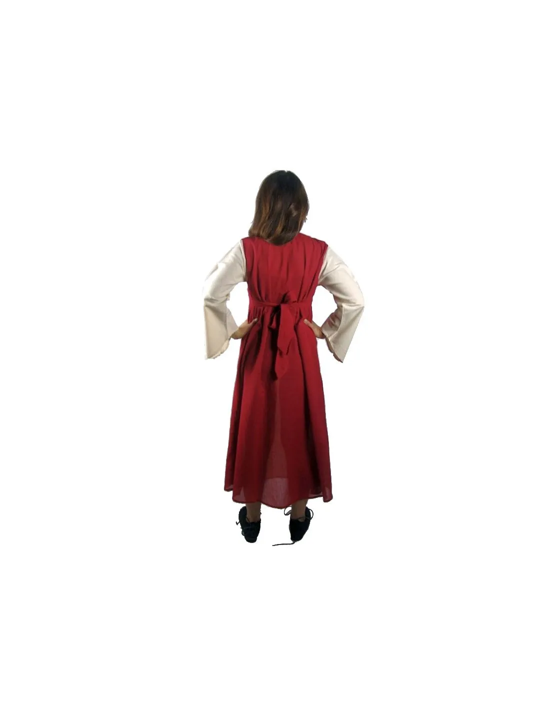 Robe médiévale en coton rouge-crème ⚔️ Boutique Épées