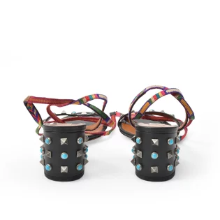 Sandales 37 Valentino Cuir et Studs Noir et Multicolore
