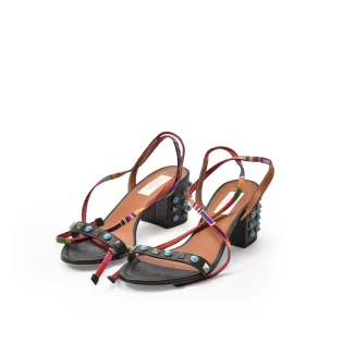 Sandales 37 Valentino Cuir et Studs Noir et Multicolore