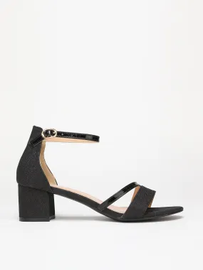 Sandales pailletées et vernies grandes tailles- Noir