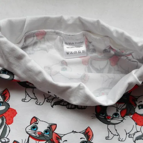 Sarouel bébé unisexe 12 mois, maman et bébés chats blancs, pantalon fille garçon, jersey coton et coton biologique