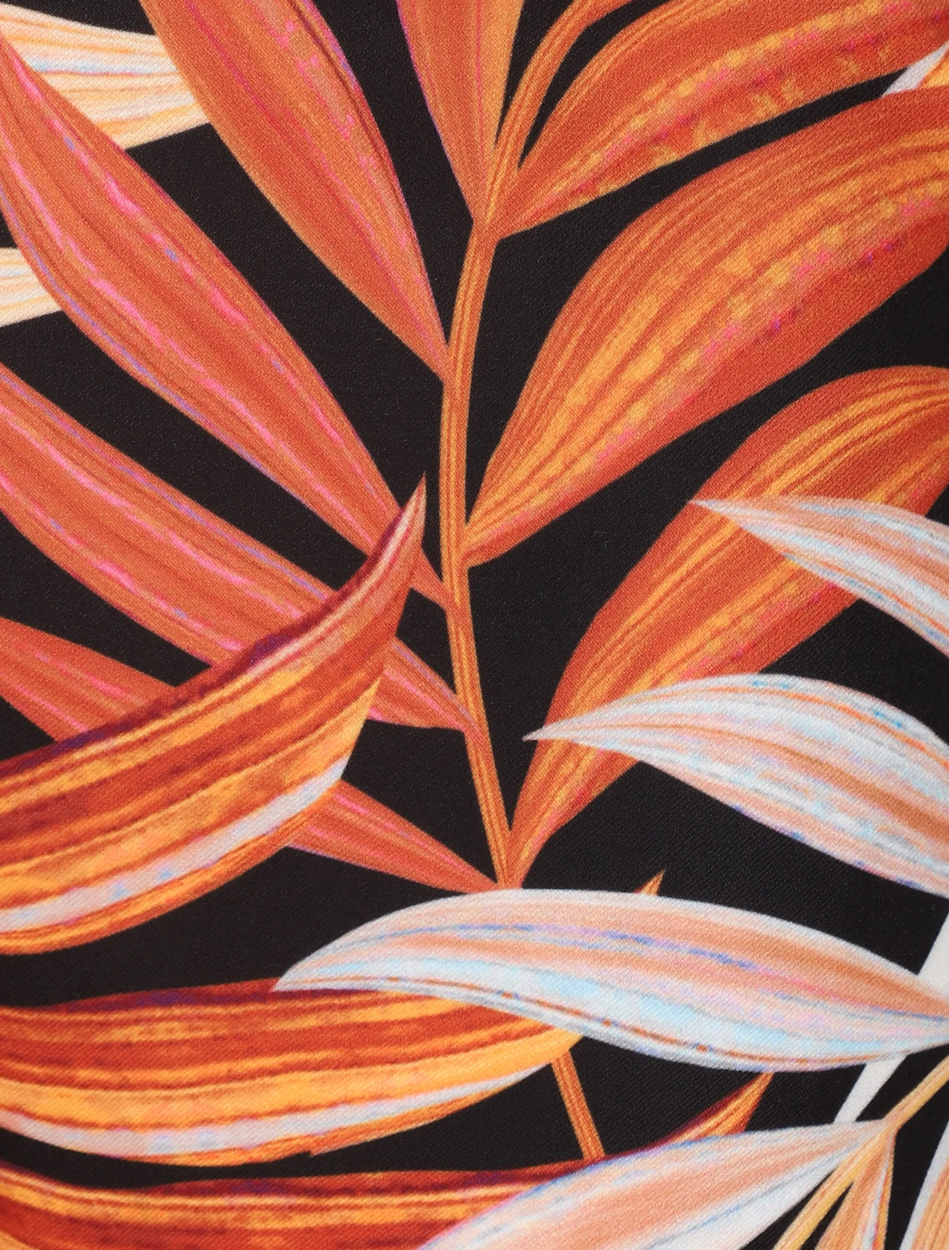 Short à ourlets imprimé feuilles tropicales - Orange
