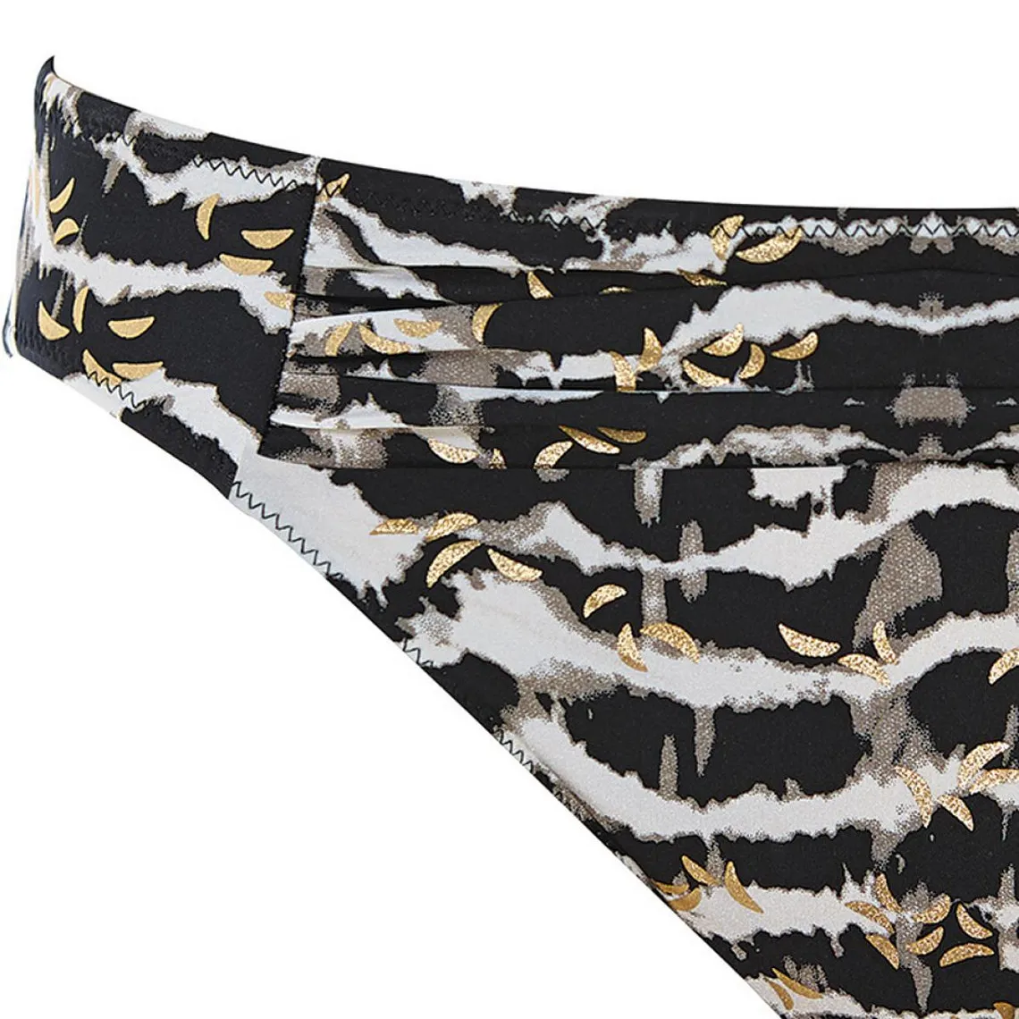 Slip de bain froncé - Noir et Crème | 3 Suisses