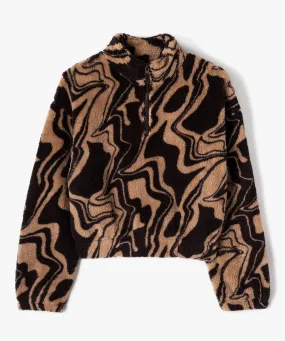 Sweat court en maille peluche fille imprime