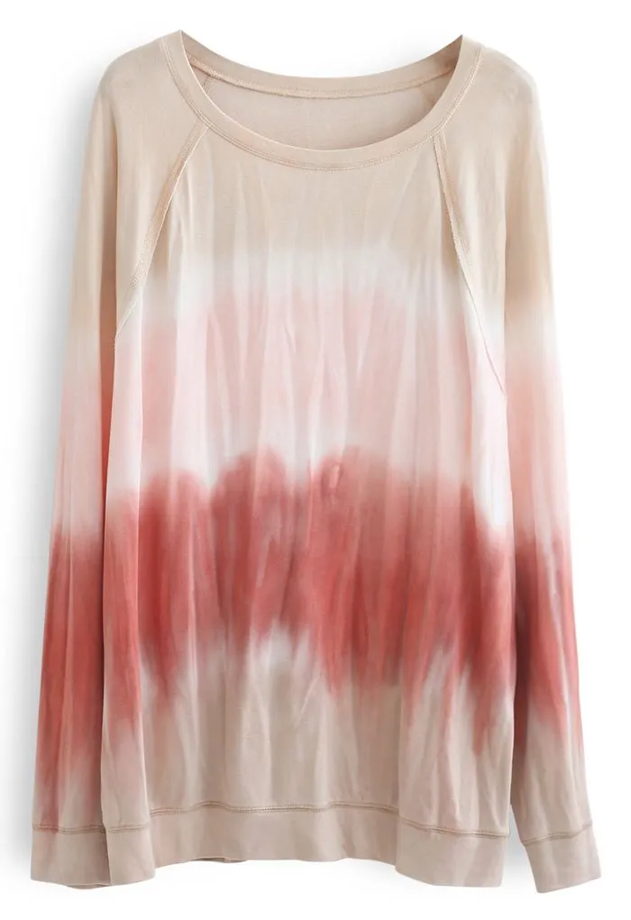 Sweat-shirt à manches longues dégradé tie-dye